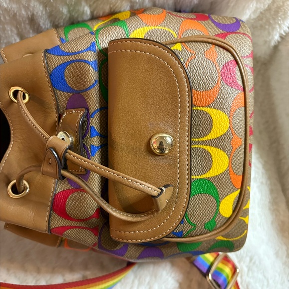 ? Coach Pennie Small Backpack 22 in Rainbow Signature Canvas main image 4